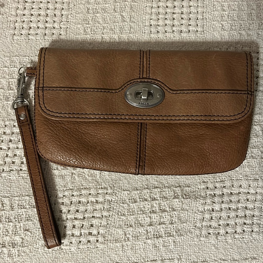 FOSSIL MADDOX FOLDOVER CLUTCH BAG Tab leather 21.5 X 12.8 Cm